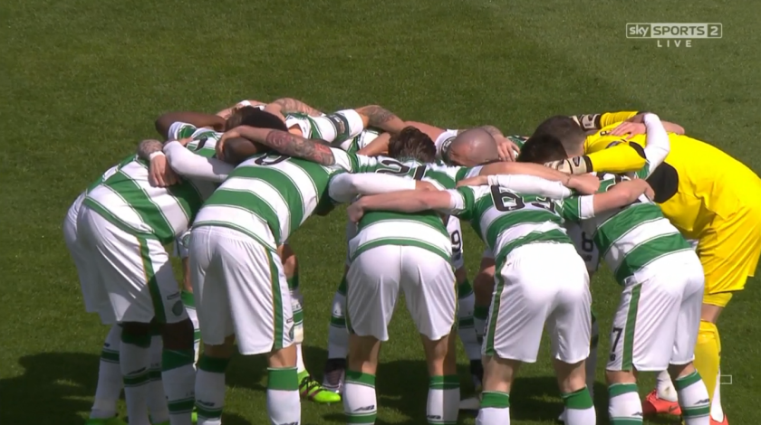 Celtic pre-match huddle (v Rangers - 17th April 2016)